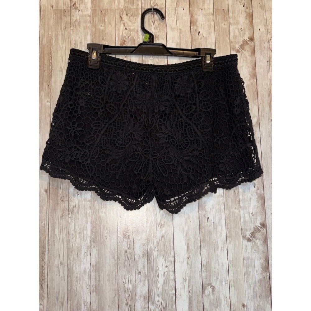 Mossimo Women's Black Crochet Lace Shorts Large Lined Summer Casual Wear - Picture 3 of 5